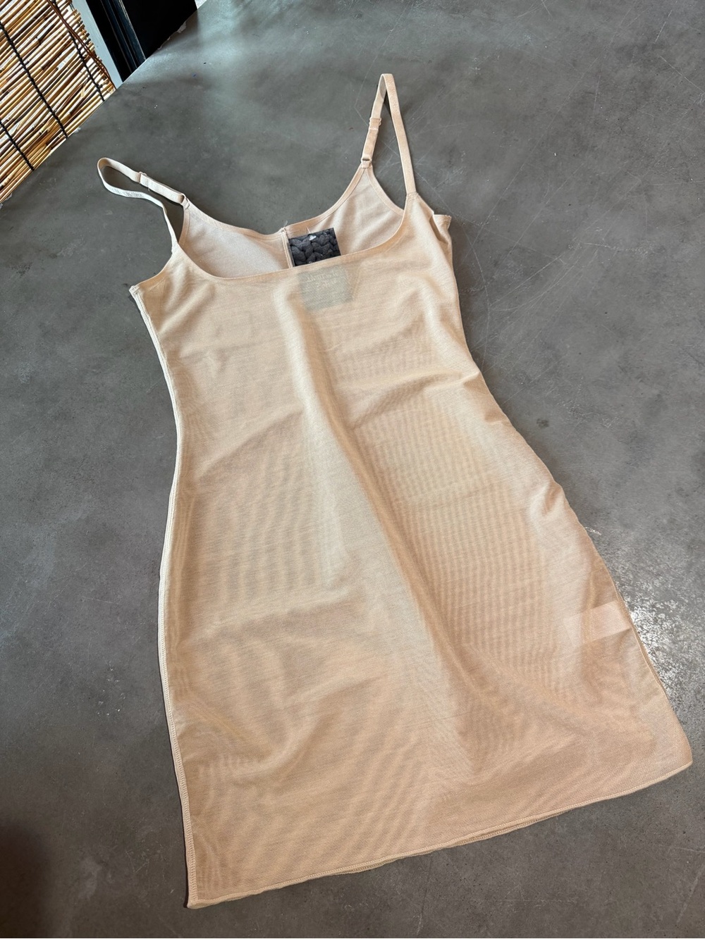 Beige Sheer Slip Dress - Lightweight Adjustable Straps